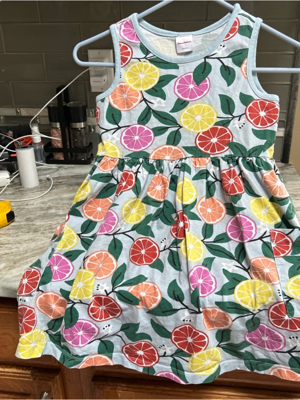 Hanna Andersson Zesty Citrus Cotton  Skater Dress Colorful Girls Sz 8 Summer